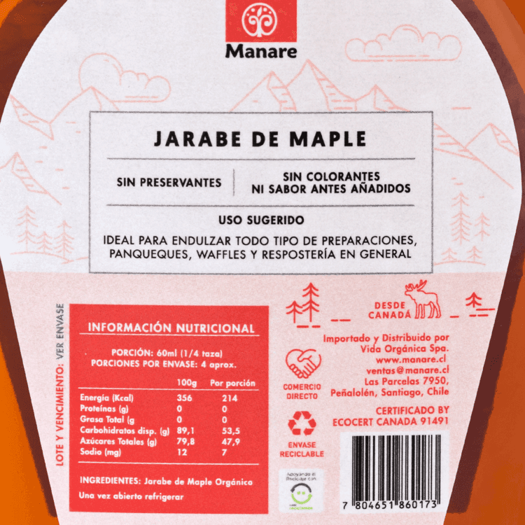 Jarabe de Maple 250mL Orgánico – Manare