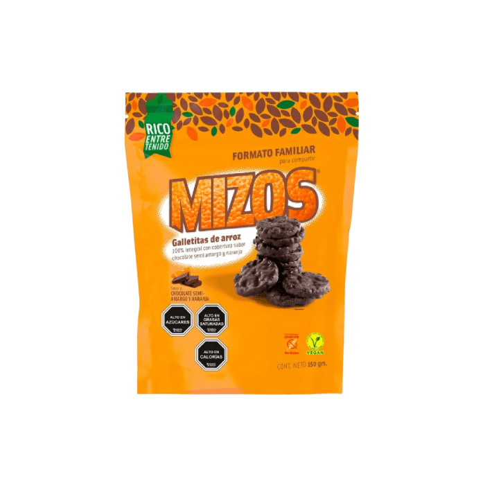 Galletas de Arroz Chocolate Naranja XL 150g – Mizos