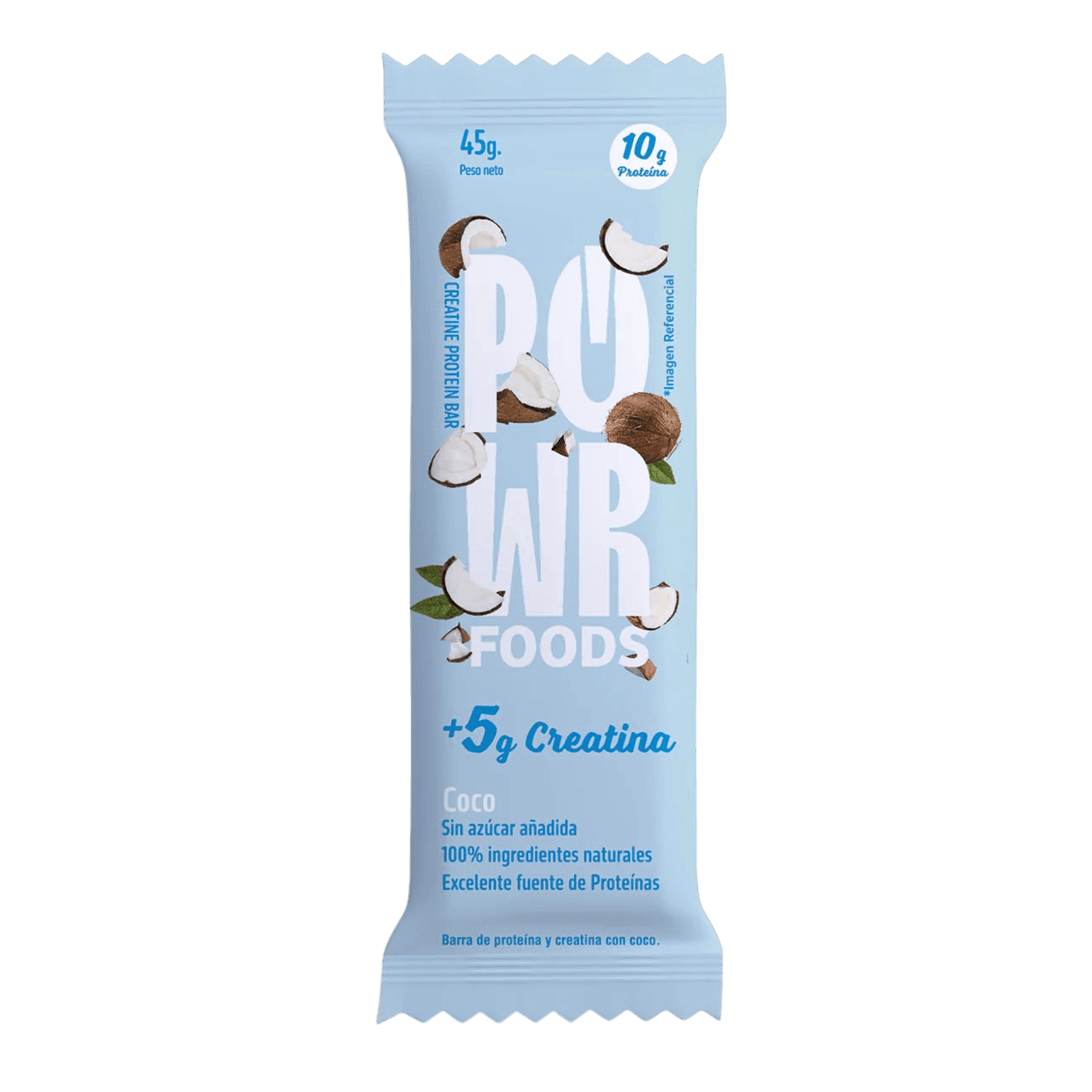 Barra de proteína y creatina con coco 45g – power foods